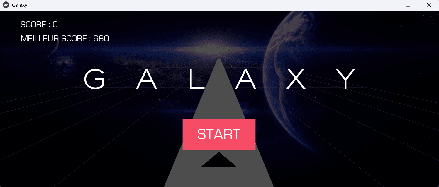 Vaisseau en triangle sur un parcours de jeu